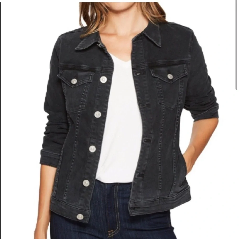 Hudson Jeans Moto Oversized Jacket Grey Black Denim Size Small - Picture 3 of 16